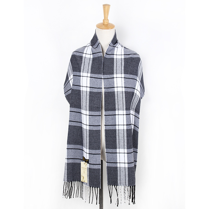 Plaid tassel thickened long scarf