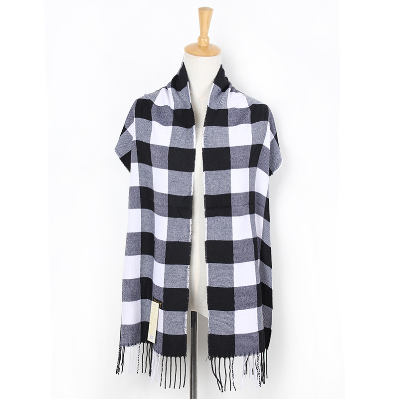 Plaid tassel thickened long scarf