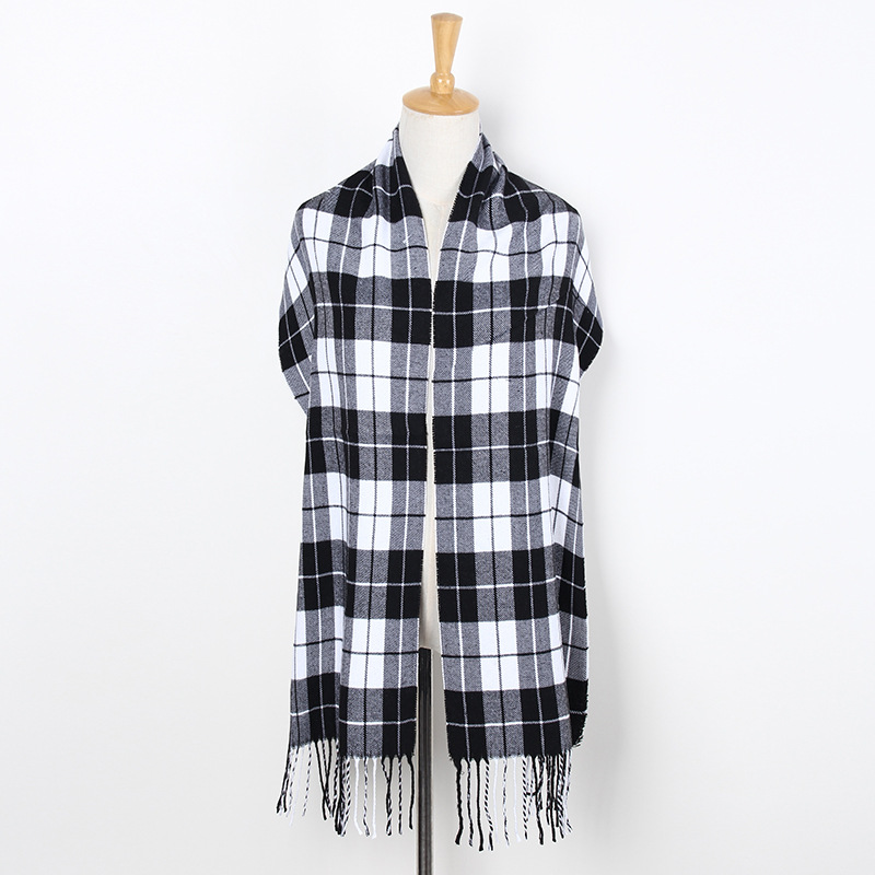 Plaid tassel thickened long scarf