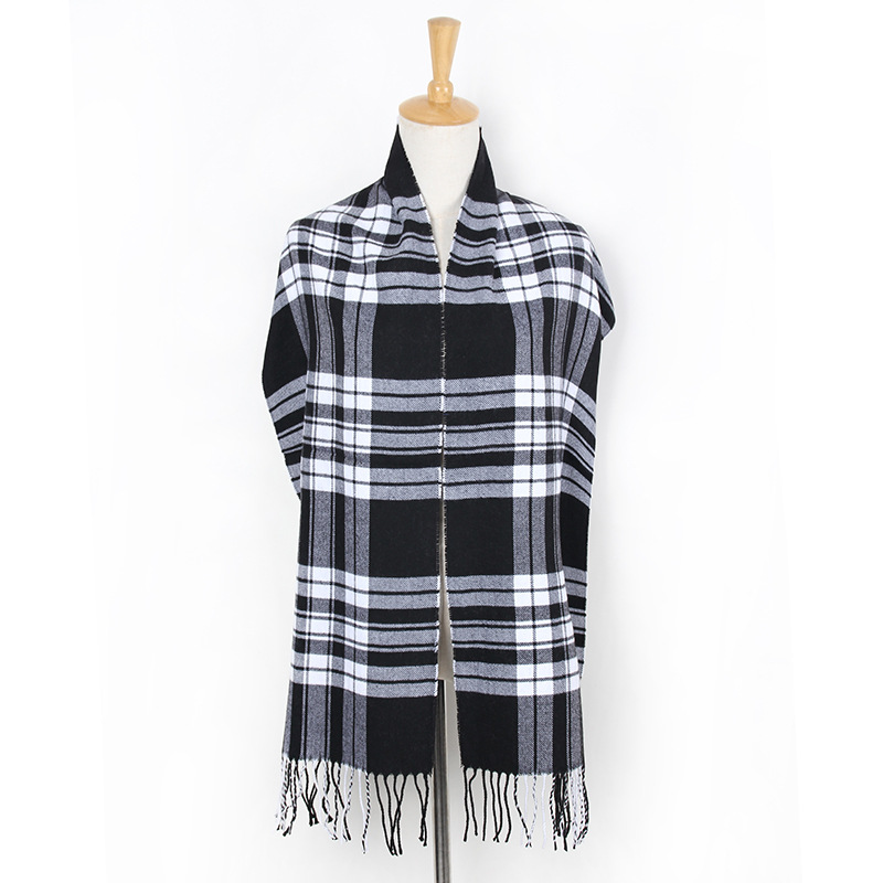 Plaid tassel thickened long scarf