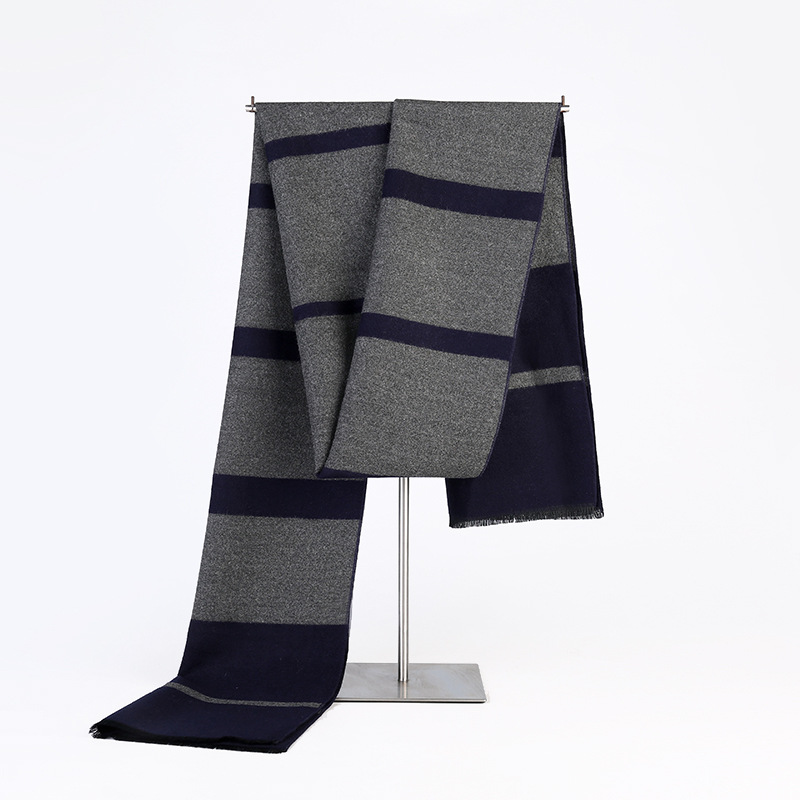 Men's cashmere striped warm scarf