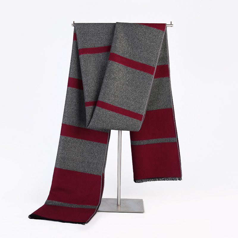 Men's cashmere striped warm scarf