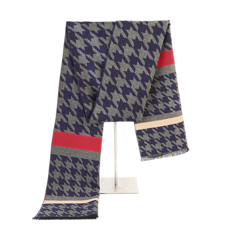 Winter men's plaid warm scarf