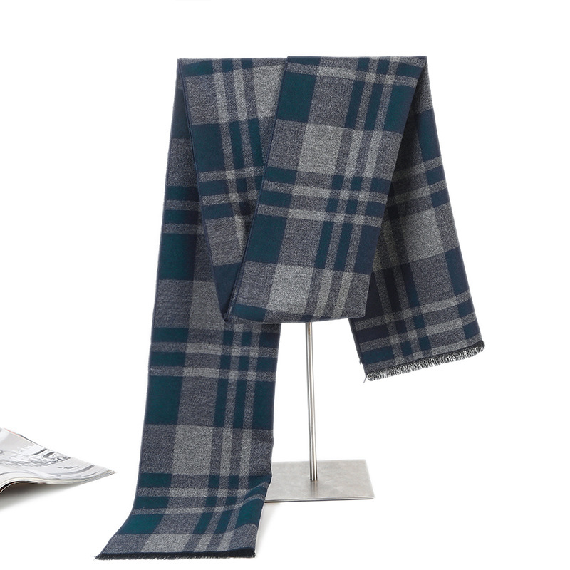 Winter men's plaid warm scarf