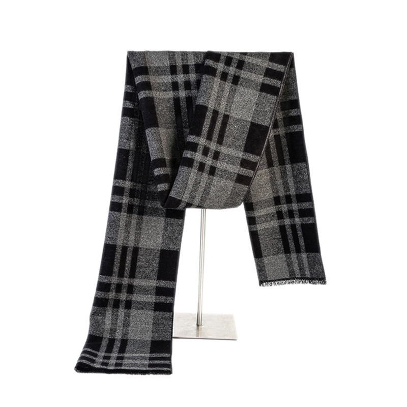 Winter men's plaid warm scarf