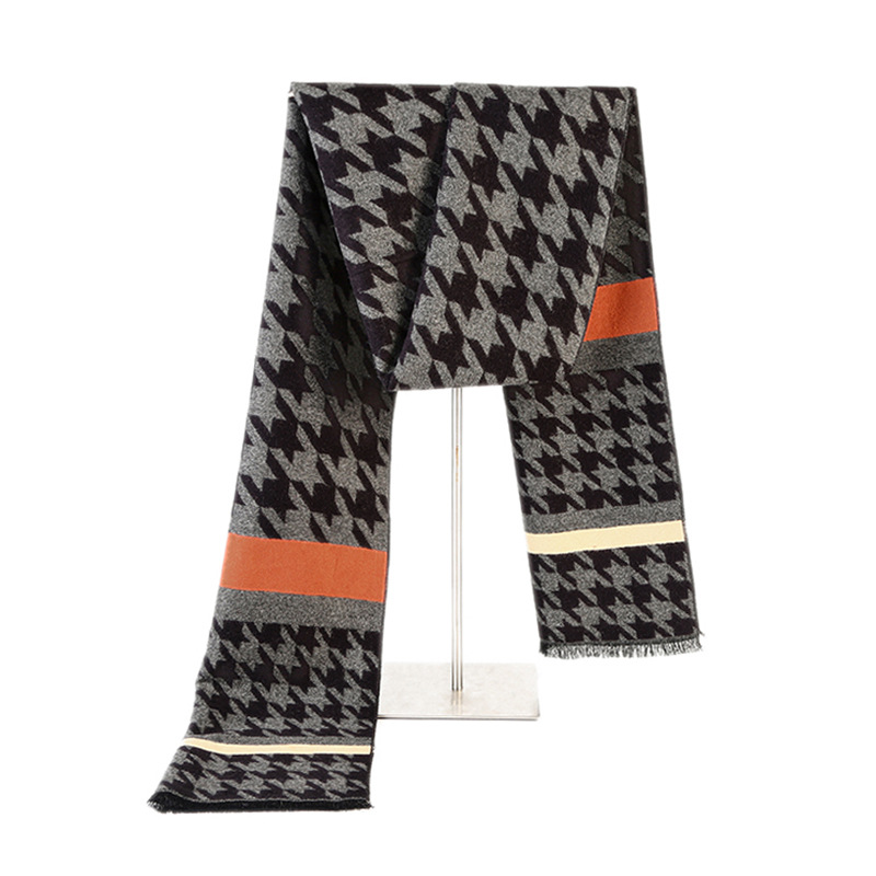 Winter men's plaid warm scarf