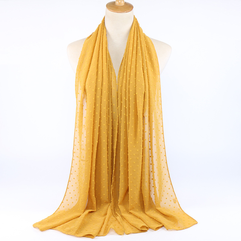 Monochrome flocking pearl chiffon scarf