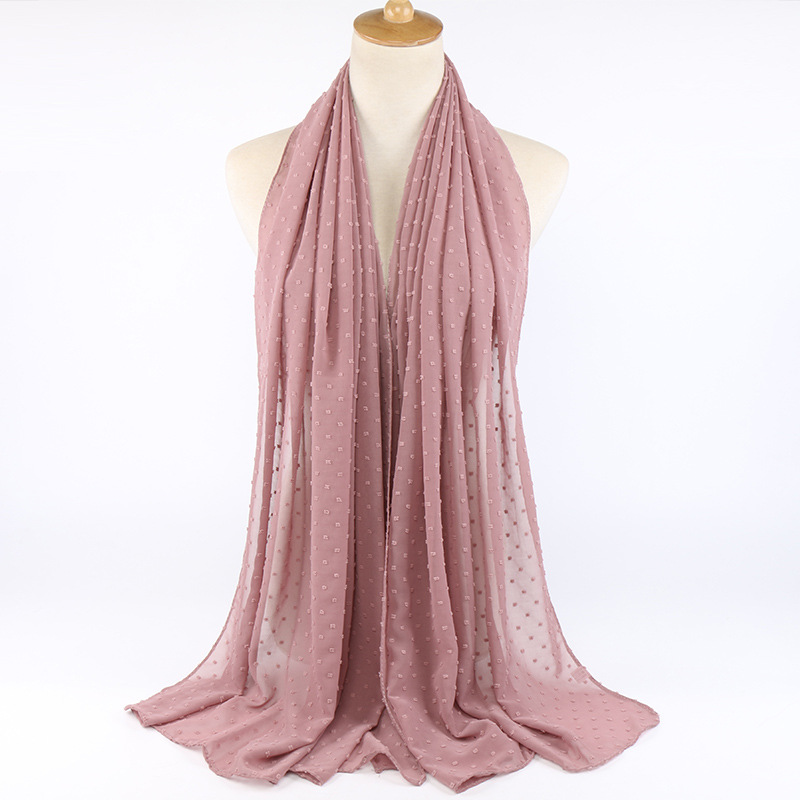 Monochrome flocking pearl chiffon scarf