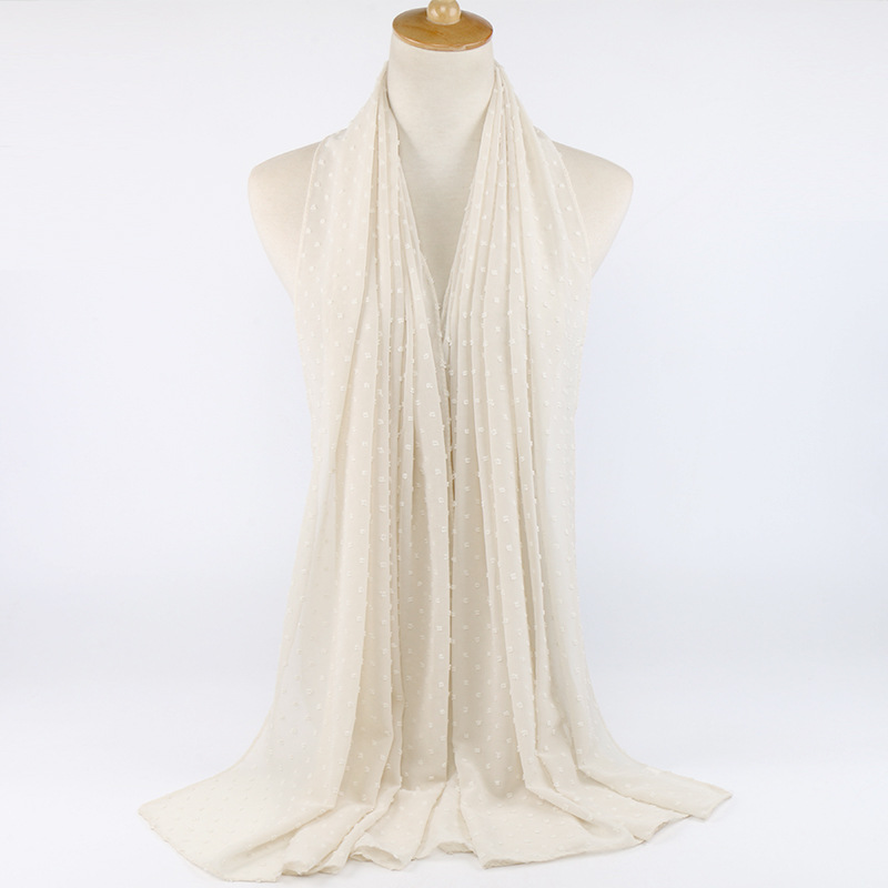 Monochrome flocking pearl chiffon scarf