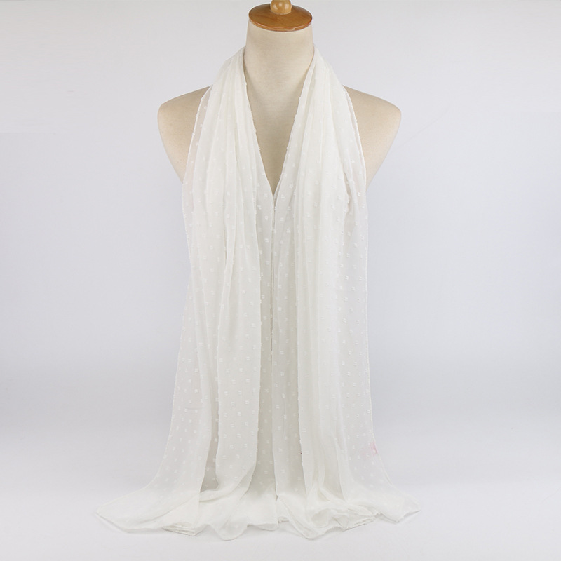 Monochrome flocking pearl chiffon scarf