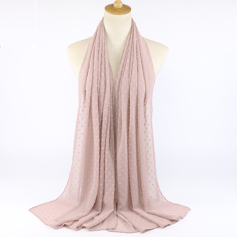 Monochrome flocking pearl chiffon scarf