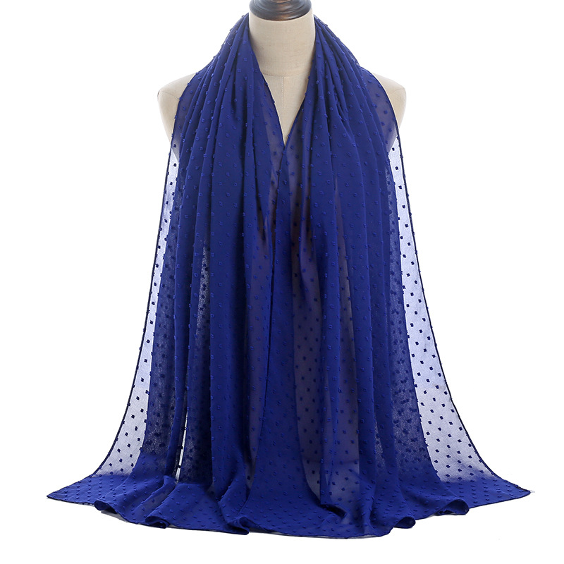 Monochrome flocking pearl chiffon scarf