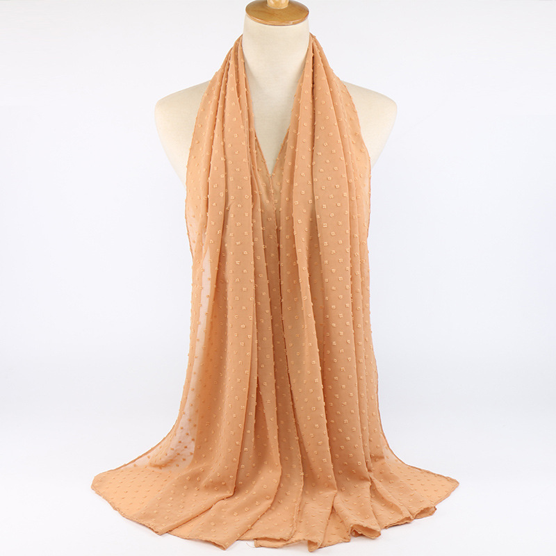 Monochrome flocking pearl chiffon scarf