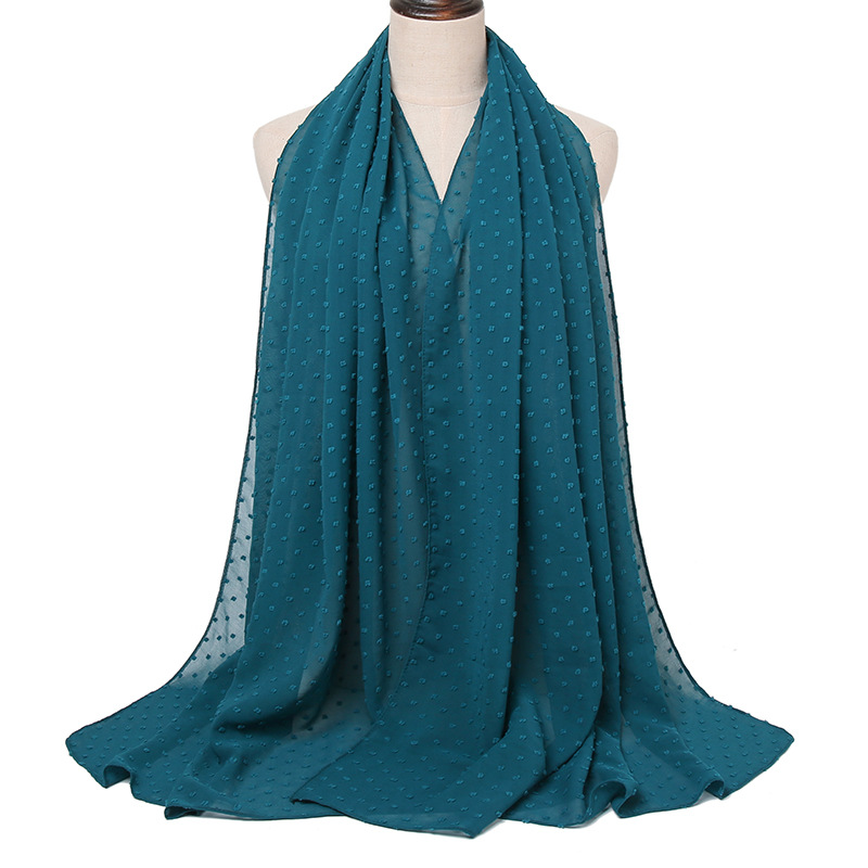 Monochrome flocking pearl chiffon scarf