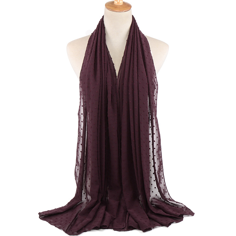 Monochrome flocking pearl chiffon scarf
