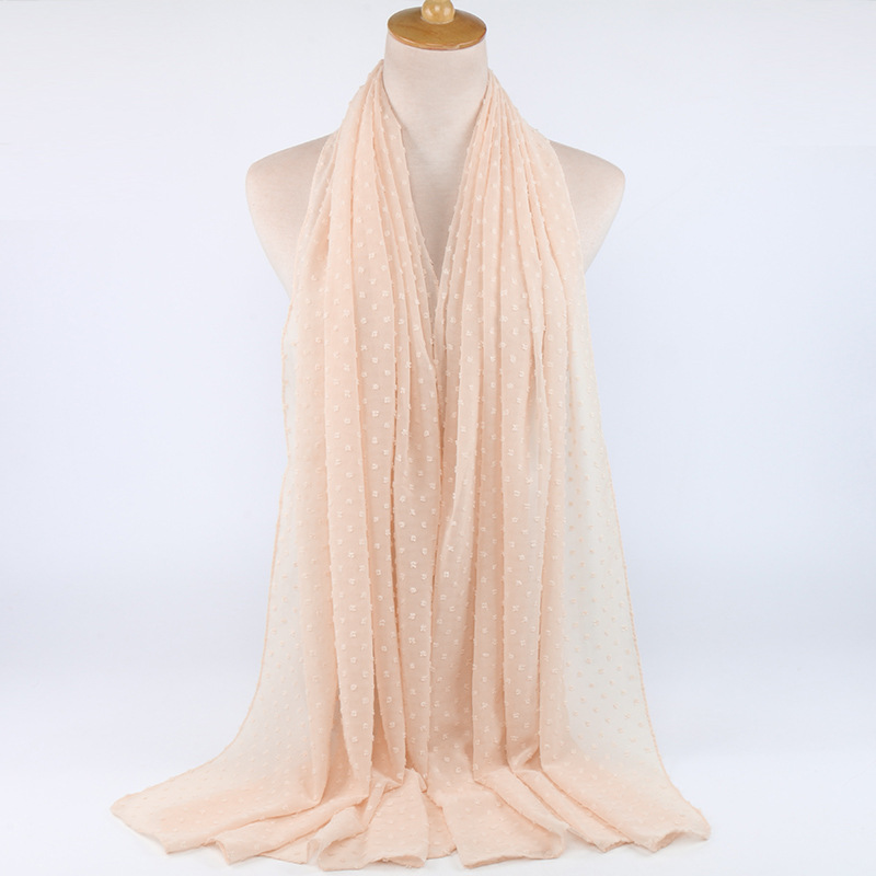 Monochrome flocking pearl chiffon scarf