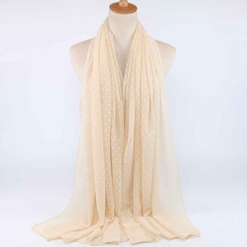 Monochrome flocking pearl chiffon scarf