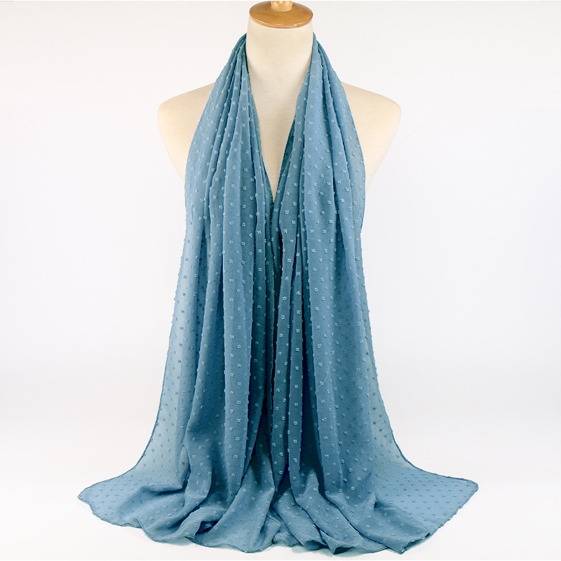 Monochrome flocking pearl chiffon scarf