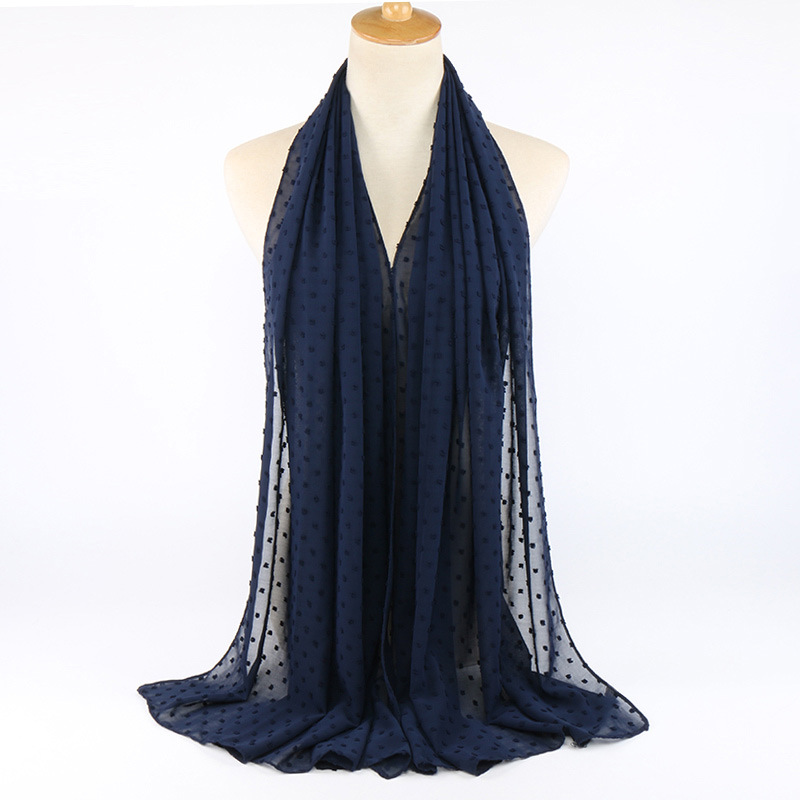 Monochrome flocking pearl chiffon scarf