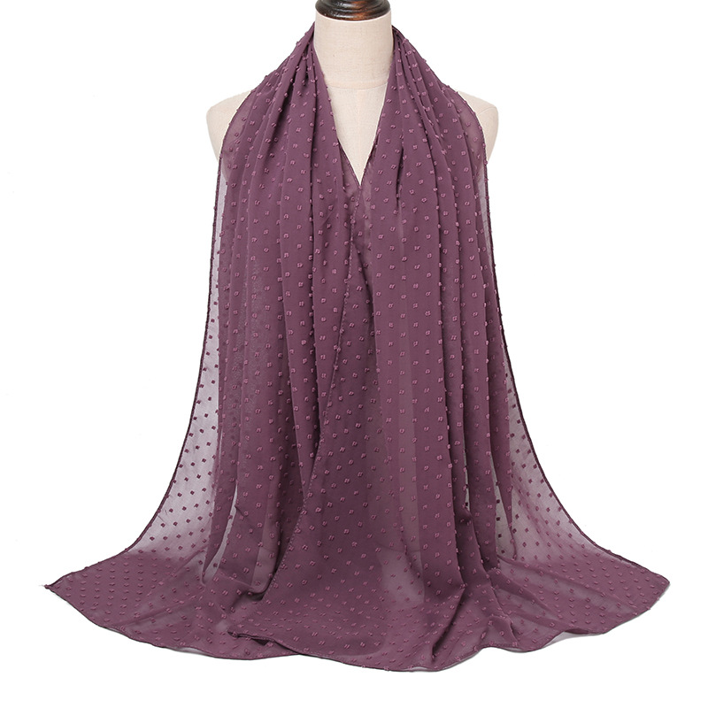 Monochrome flocking pearl chiffon scarf