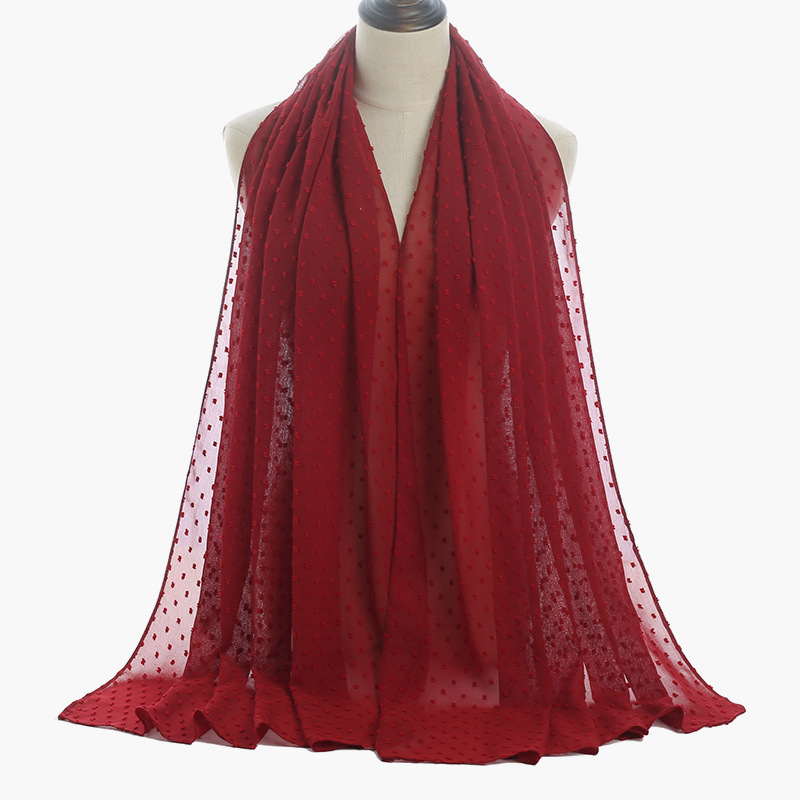 Monochrome flocking pearl chiffon scarf