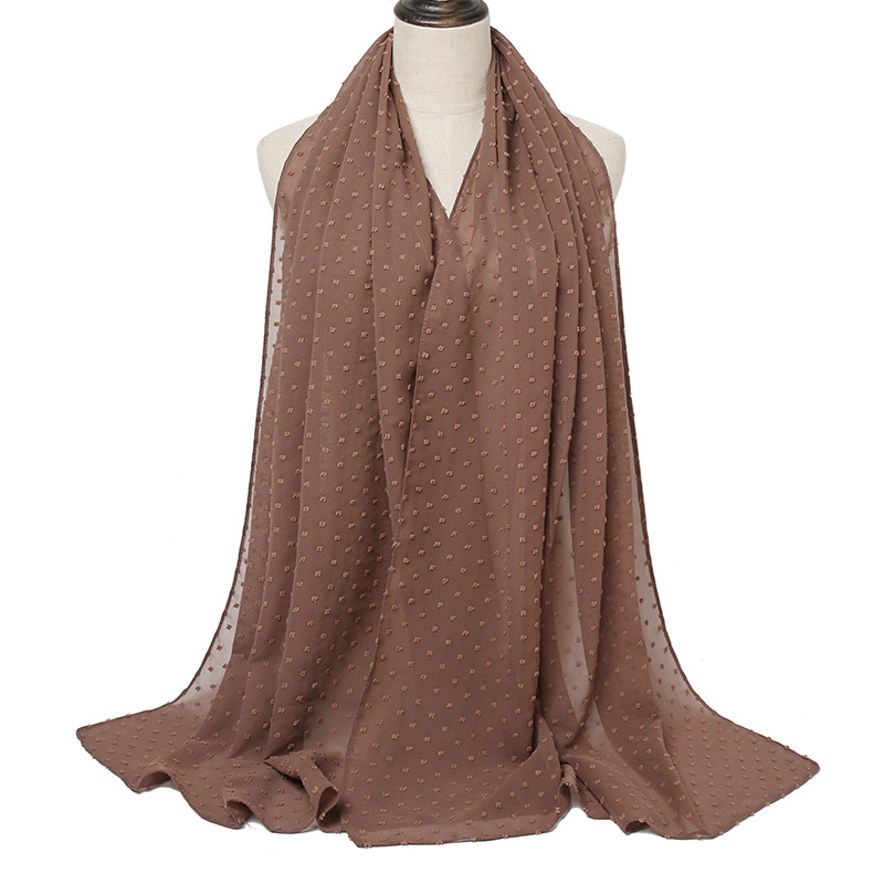 Monochrome flocking pearl chiffon scarf