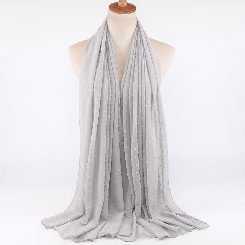 Monochrome flocking pearl chiffon scarf