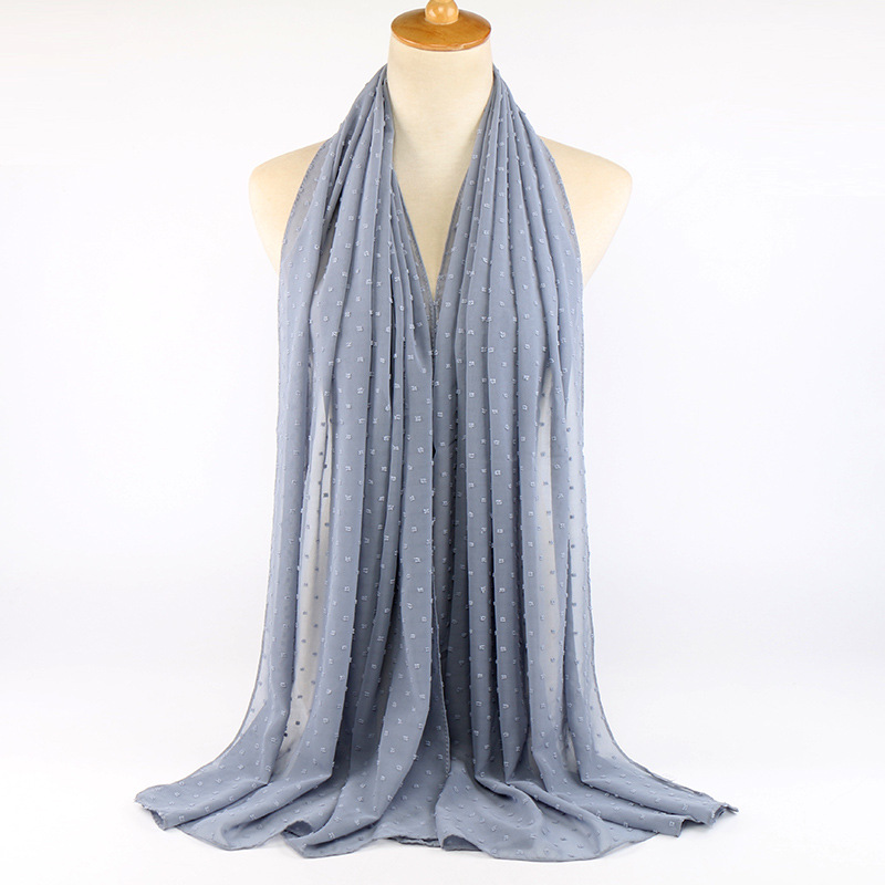 Monochrome flocking pearl chiffon scarf