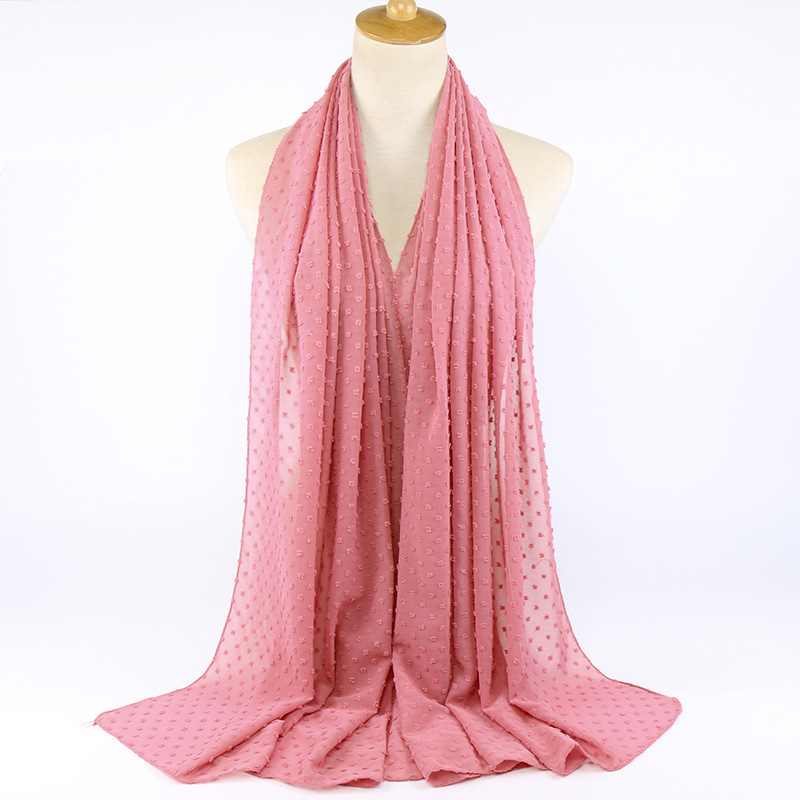 Monochrome flocking pearl chiffon scarf