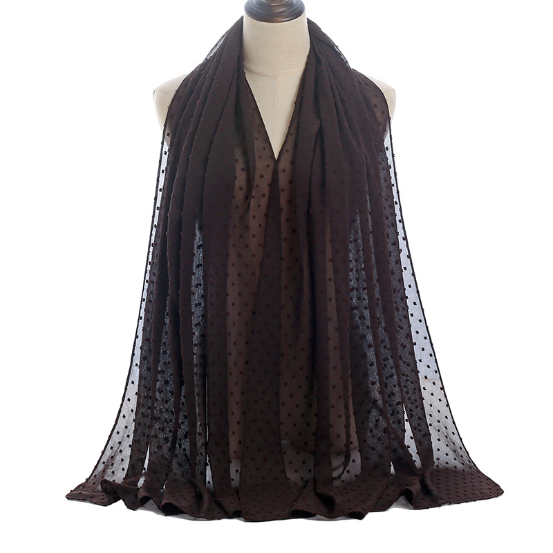 Monochrome flocking pearl chiffon scarf