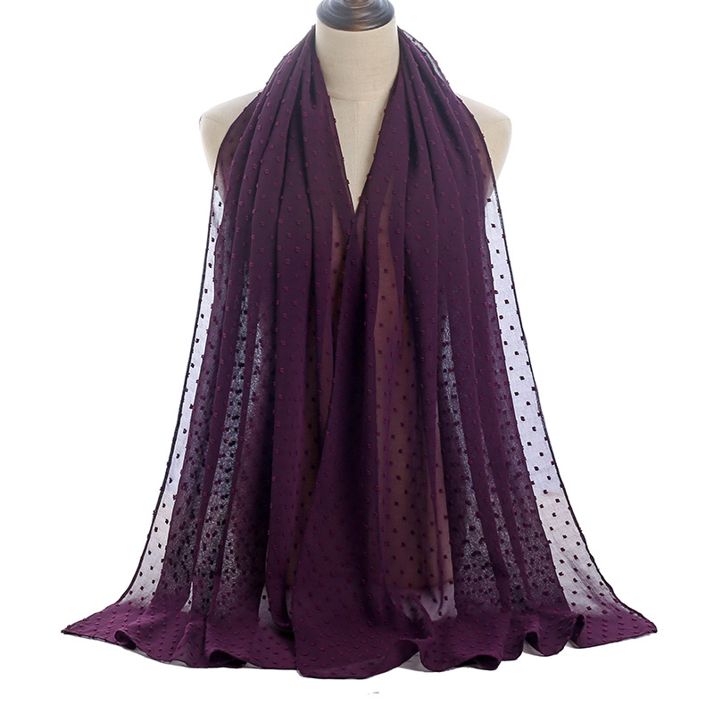 Monochrome flocking pearl chiffon scarf