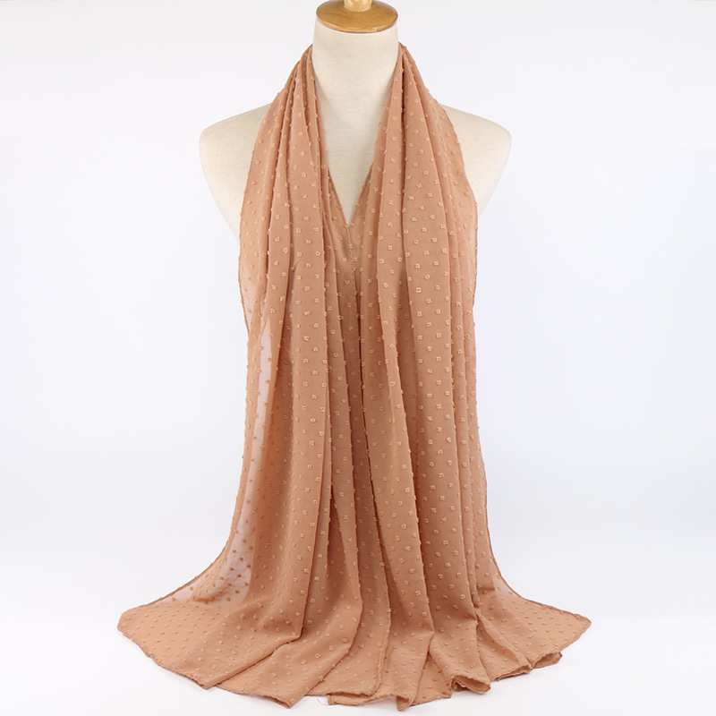 Monochrome flocking pearl chiffon scarf
