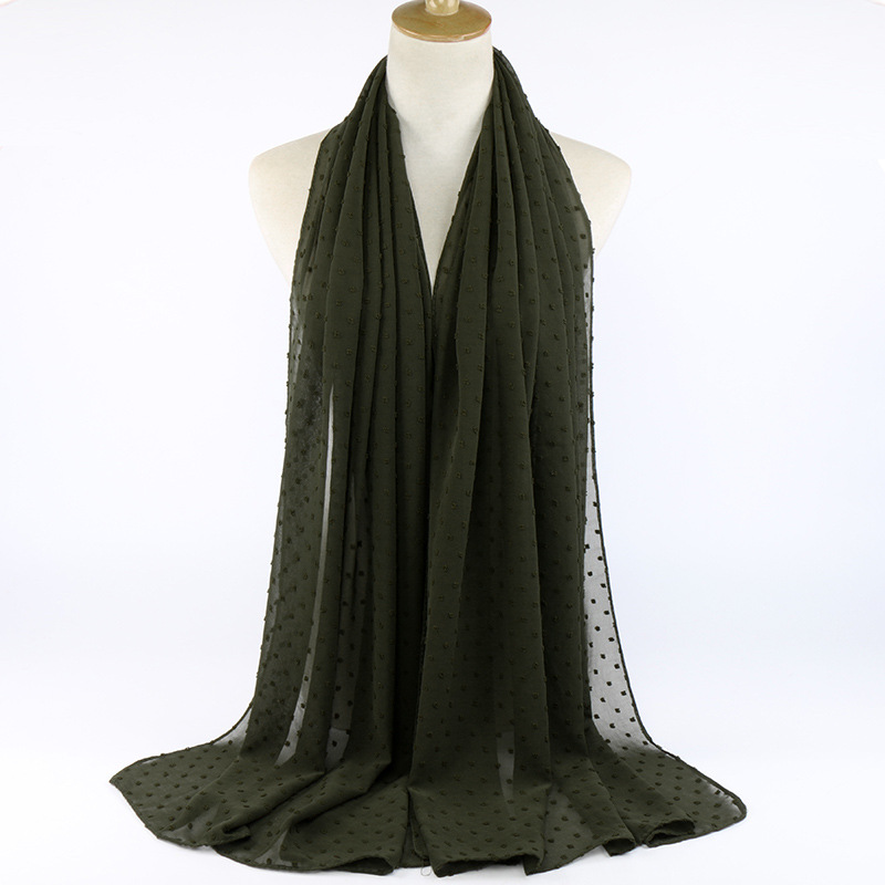 Monochrome flocking pearl chiffon scarf