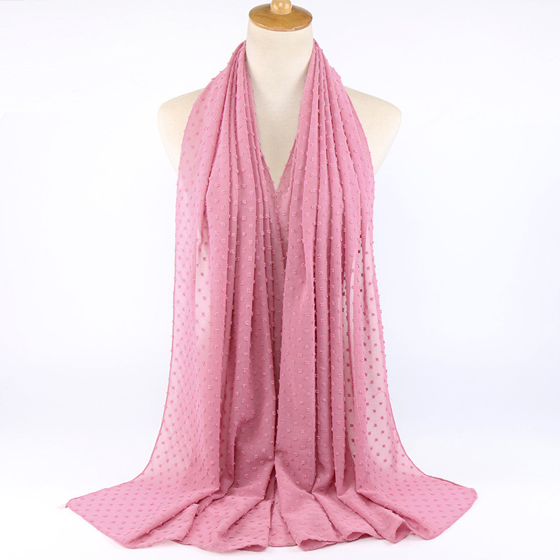 Monochrome flocking pearl chiffon scarf