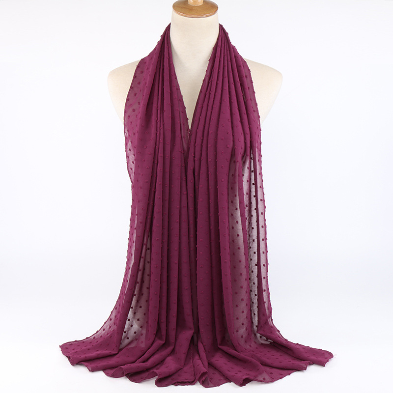 Monochrome flocking pearl chiffon scarf