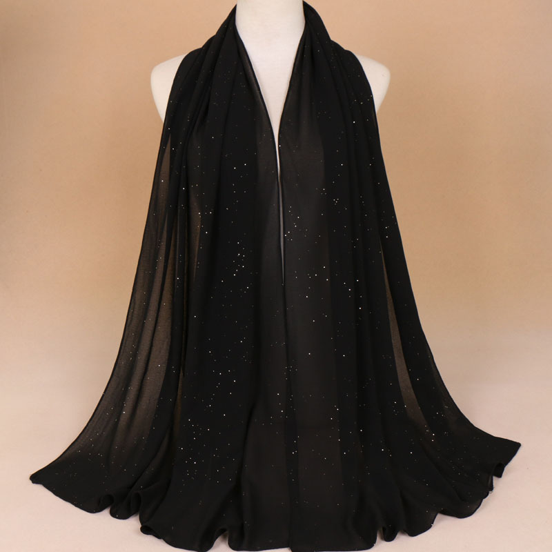 Monochrome hijab sprinkled gold scarf
