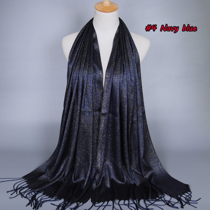 Monochrome fringed pearl chiffon headscarf