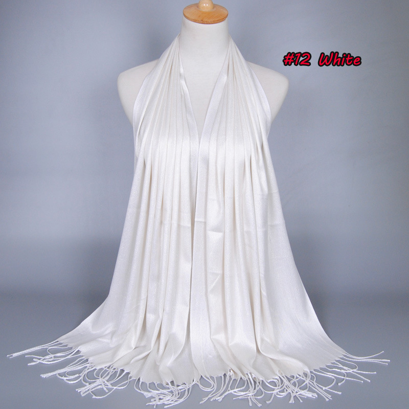 Monochrome fringed pearl chiffon headscarf