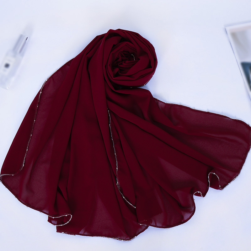 Pure Pearl Chiffon Chain Side Scarf