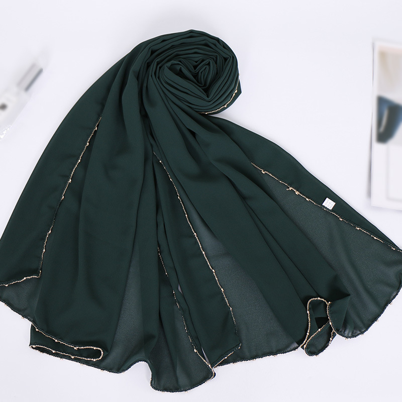 Pure Pearl Chiffon Chain Side Scarf