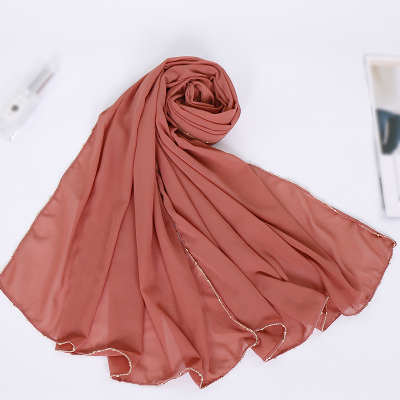 Pure Pearl Chiffon Chain Side Scarf