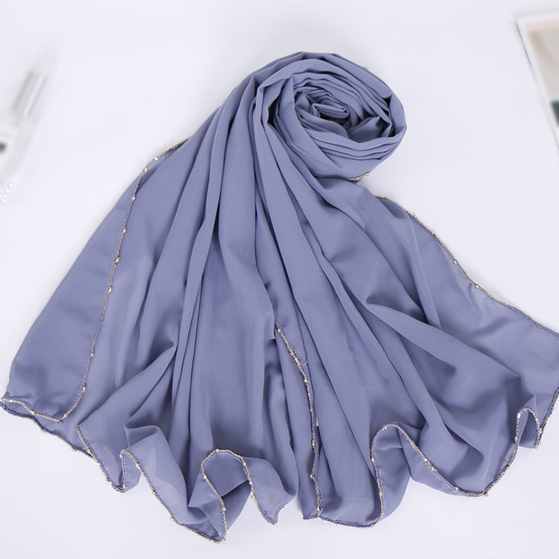 Pure Pearl Chiffon Chain Side Scarf