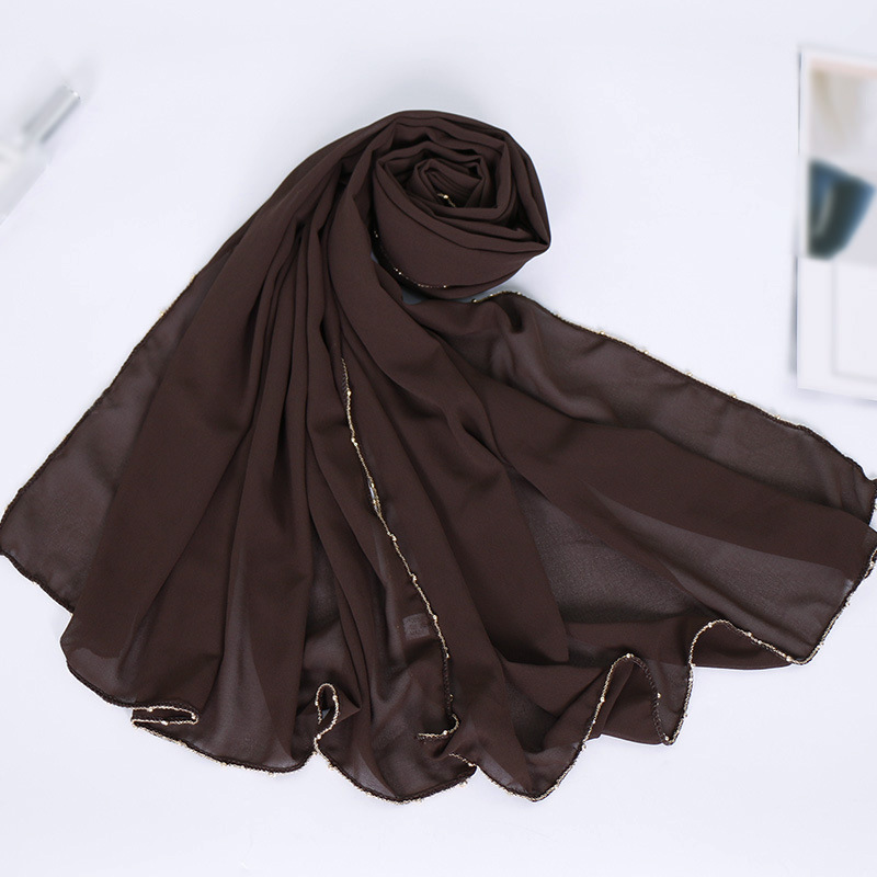 Pure Pearl Chiffon Chain Side Scarf