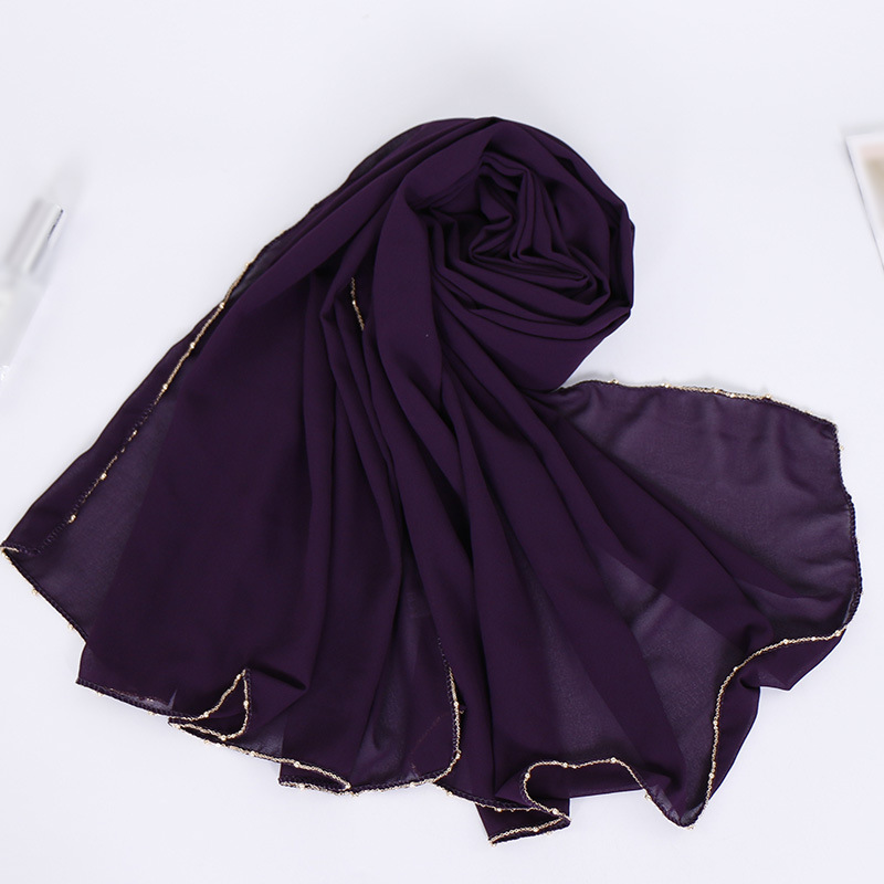 Pure Pearl Chiffon Chain Side Scarf