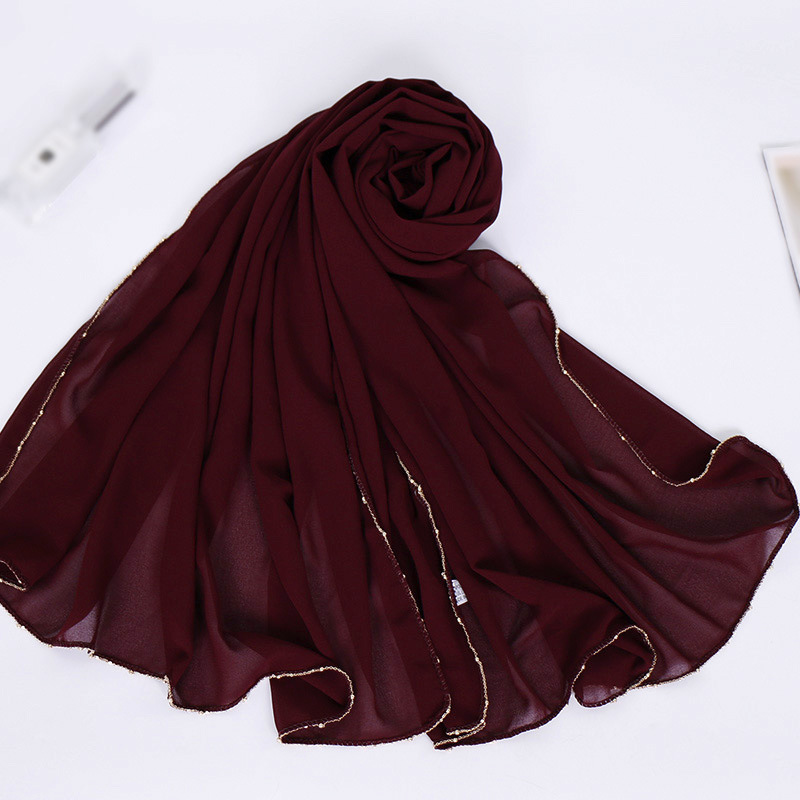 Pure Pearl Chiffon Chain Side Scarf