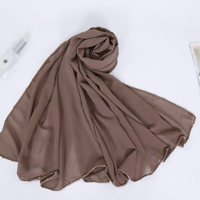 Pure Pearl Chiffon Chain Side Scarf