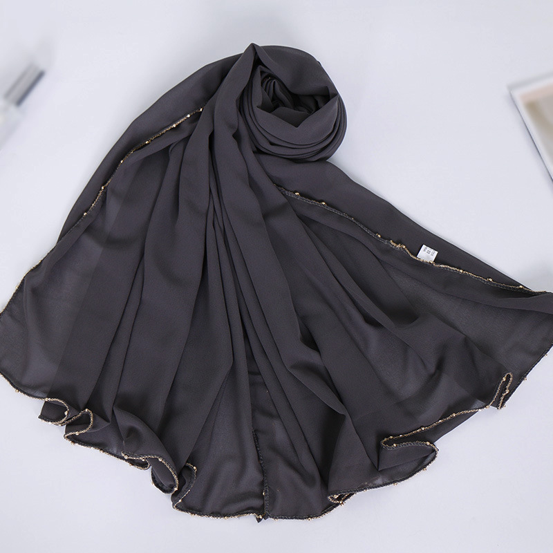 Pure Pearl Chiffon Chain Side Scarf