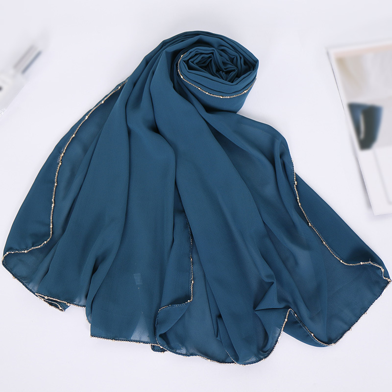 Pure Pearl Chiffon Chain Side Scarf
