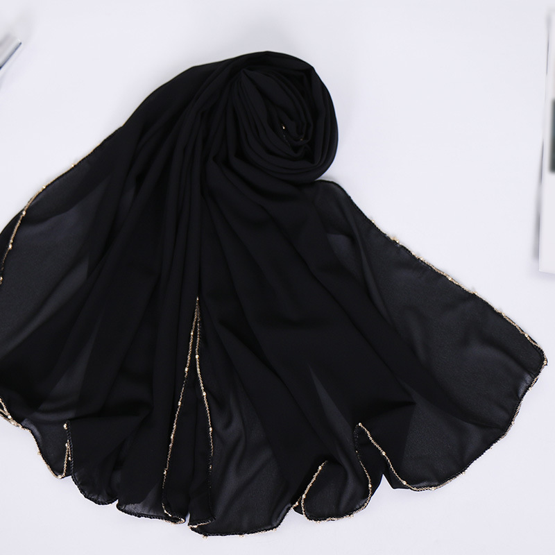Pure Pearl Chiffon Chain Side Scarf