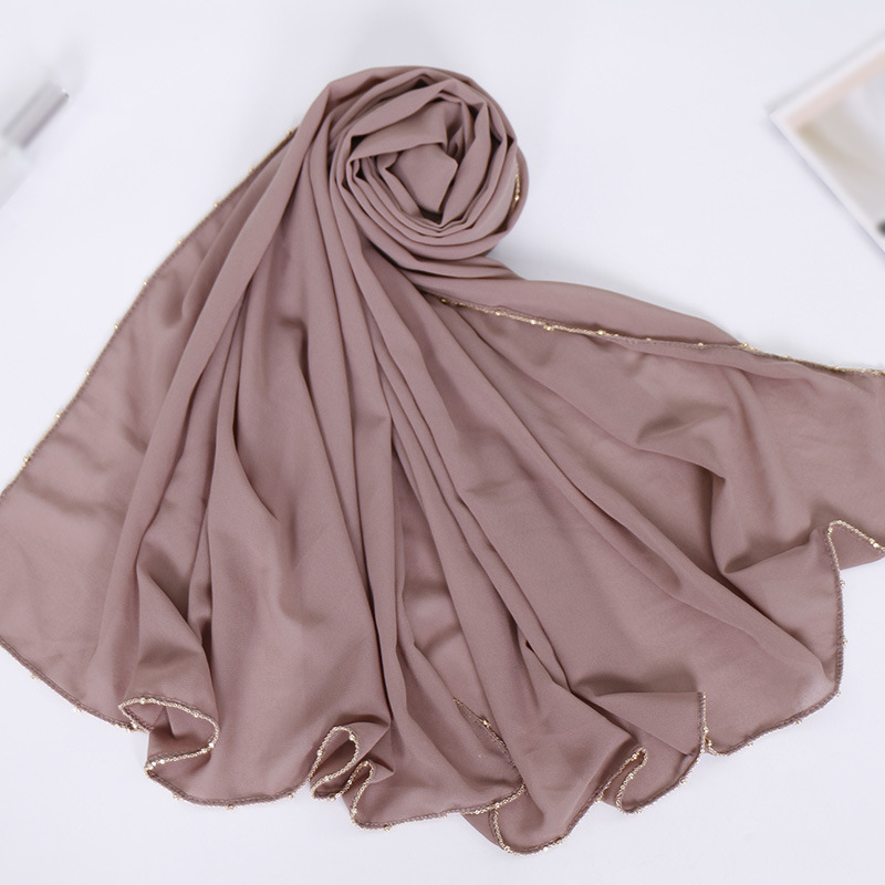 Pure Pearl Chiffon Chain Side Scarf